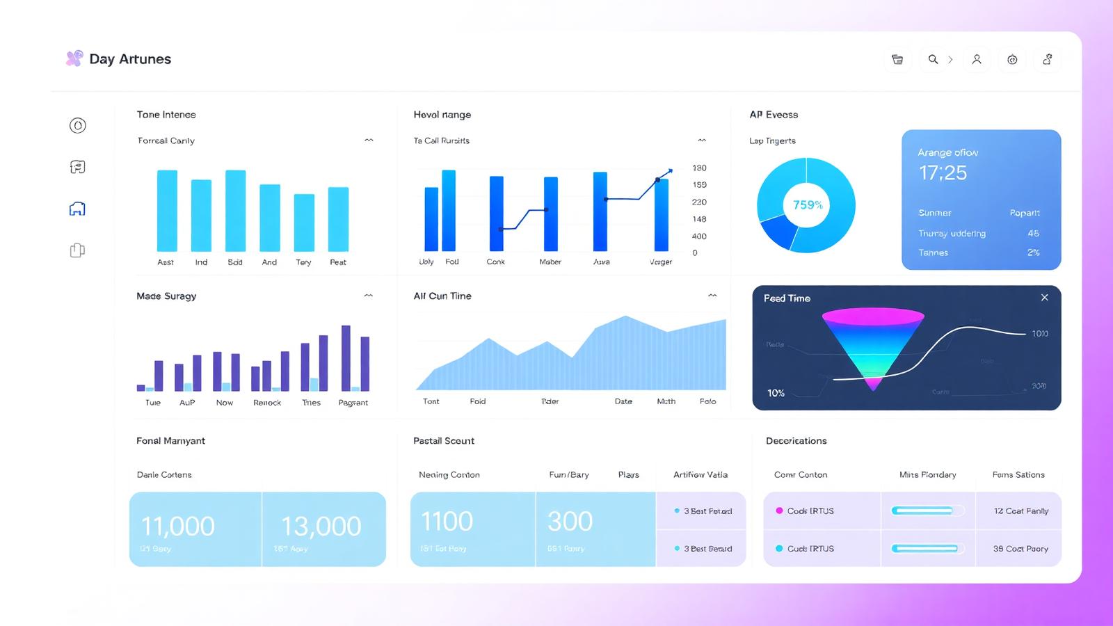 Automation analytics dashboard with KPIs and funnels